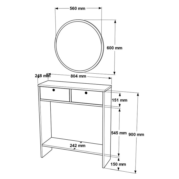 Hanah Home Aparador Blanco Lr1-W, 80.4 x 90 x 24.2 cm